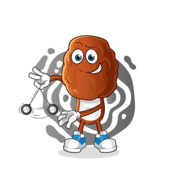 Meyve kafalı çizgi film karakterleri hipnotize ediyor. çizgi film maskotu vektörü