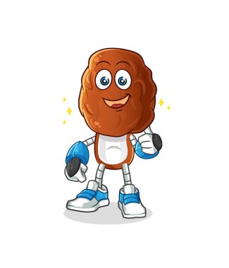 Meyve kafalı çizgi film robot karakteri ile çıkmak. çizgi film maskotu vektörü