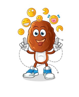 Meyve kafalı çizgi film karakteri ile çık gül ve alay et. çizgi film vektörü