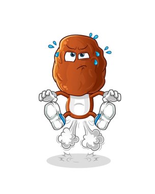 Meyve kafa çizgi film osuruk zıplama illüstrasyonuyla. karakter vektörü