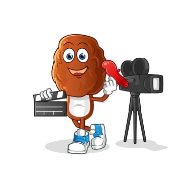 Meyve kafa çizgi film yönetmeni maskotu. çizgi film vektörü