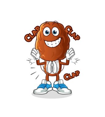 Meyve kafalı çizgi film karikatürü alkış çizimi. karakter vektörü