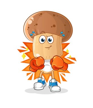 Mantar kafalı, çizgi film boksörü. çizgi film maskotu vektörü