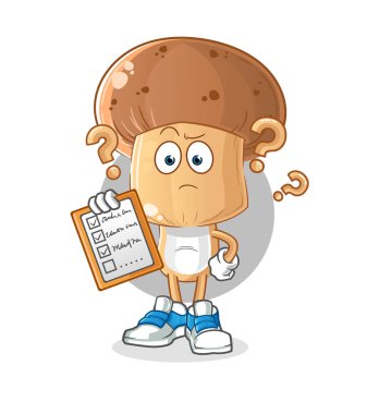 Mantar başlı çizgi film çizim listesi vektörü. çizgi film karakteri