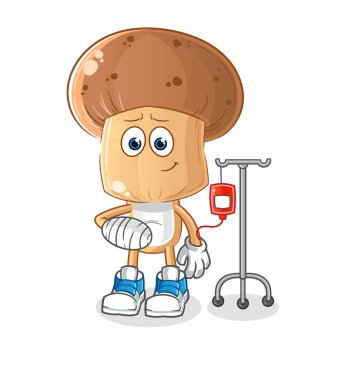 IV illüstrasyonunda mantar kafası hastalanmış. karakter vektörü