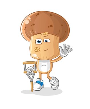 Topallayan sopası olan mantar kafalı bir çizgi film hastasıydı. çizgi film vektörü