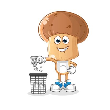 Mantar kafalı çizgi film. Çöp maskotu at. çizgi film vektörü