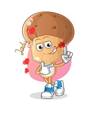 Mantar kafalı çizgi film çizimi. karakter vektörü