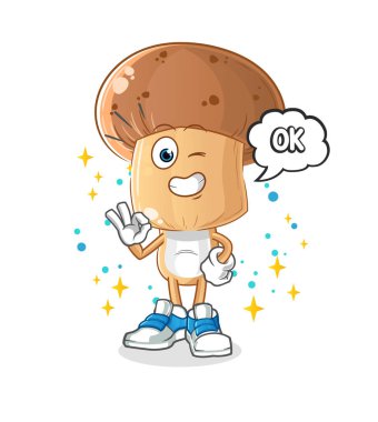 Mantar kafalı çizgi film karakteri de maskota katılıyor. çizgi film vektörü