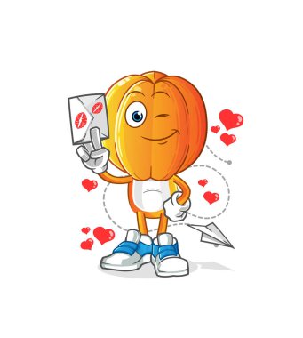 Yıldız Meyve Kafa çizgi filmi aşk mektubu illüstrasyonunu barındırır. karakter vektörü