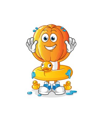 Ördek şamandıralı yıldız meyve kafası çizgi filmi. çizgi film maskotu vektörü