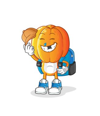 Yıldız Meyve Kafa karikatürü okul vektörüne gidiyor. çizgi film karakteri