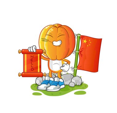 Yıldız Meyve Kafa Çin çizgi filmi. çizgi film maskotu vektörü