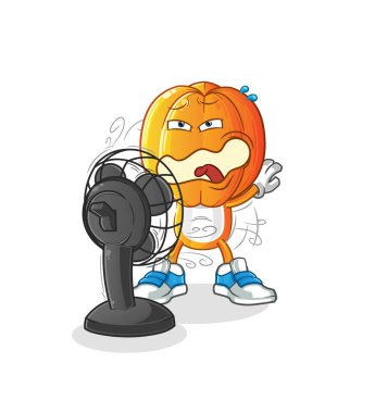 Yıldız Meyve Kafa çizgi filmi hayran karakterinin önünde. çizgi film vektörü