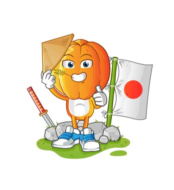 Yıldız meyveli çizgi film Japon vektörü. çizgi film karakteri