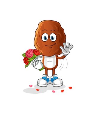 Buket maskotlu meyve kafa çizgi filmi. çizgi film vektörü