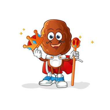 Meyve kafalı karikatür kralı vektörü. çizgi film karakteri