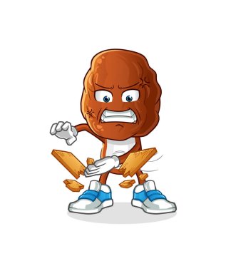Meyve kafalı karate maskotu. çizgi film vektörü
