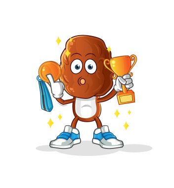 Trophie 'li meyve kafalı çizgi film kazananı. çizgi film karakteri