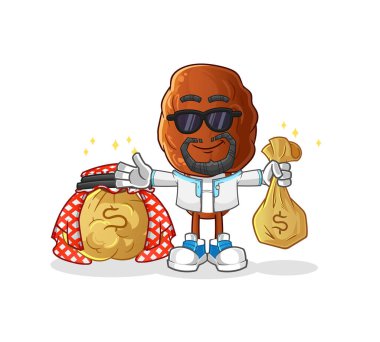 Meyve kafalı çizgi film kahramanı zengin Arap maskotu. çizgi film vektörü