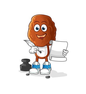 Meyve kafalı karikatür yazarı vektörüyle çık. çizgi film karakteri