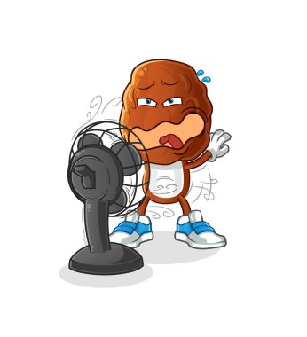 Fan karakterinin önünde Meyve Kafa çizgi filmiyle çıkmak. çizgi film vektörü