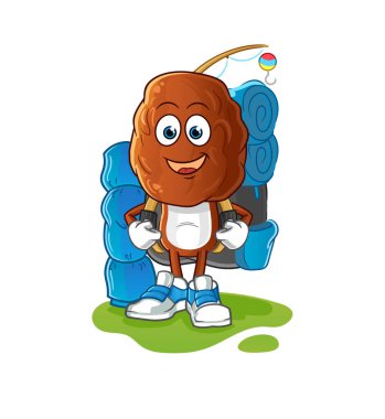 Meyve kafalı çizgi film karakteri kamp maskotu olur. çizgi film vektörü