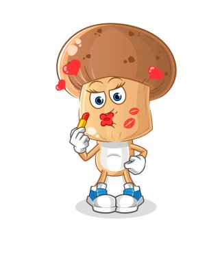 Mantar kafalı çizgi film maskotu. çizgi film vektörü