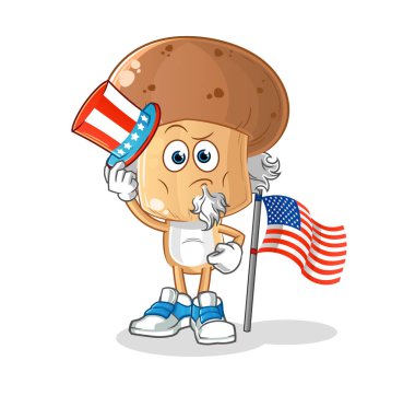 Mantar kafalı çizgi film karakteri Sam Amca. çizgi film maskotu vektörü