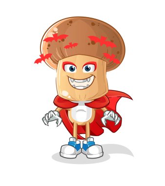 Mantar kafası çizgi film Drakula illüstrasyonu. karakter vektörü