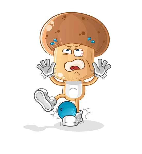 Mushroom Head Cartoon Hiten Bowling Cartoon Mascot Vector — Stock Vector