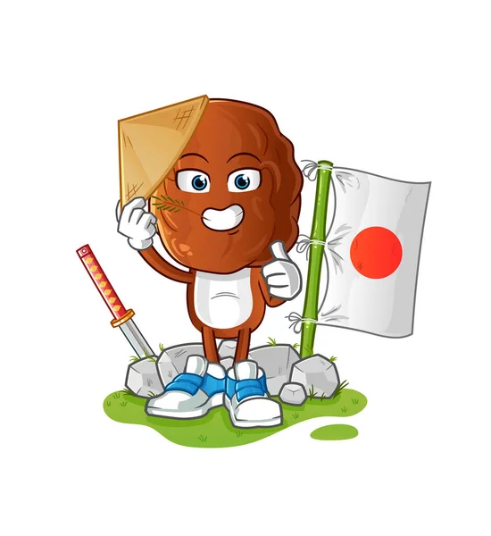Date Fruit Head Cartoon Japanese Vector Cartoon Character — Stock Vector