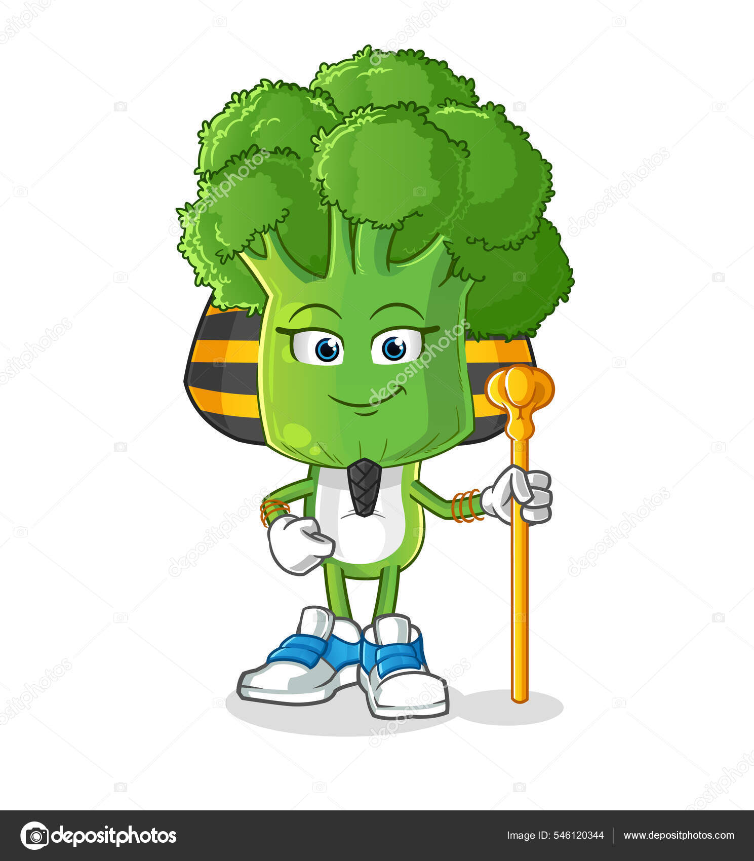 Broccoli Head Cartoon Ancient Egypt Cartoon Mascot Vector Stock Vector