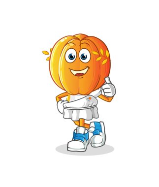 Yunan kıyafetli yıldız meyve kafa çizgi filmi. çizgi film maskotu vektörü