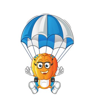 Yıldız Meyve Kafa karikatür paraşüt karakteri. çizgi film maskotu vektörü