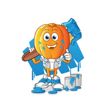 Yıldız meyve kafalı karikatür ressamı çizimi. karakter vektörü