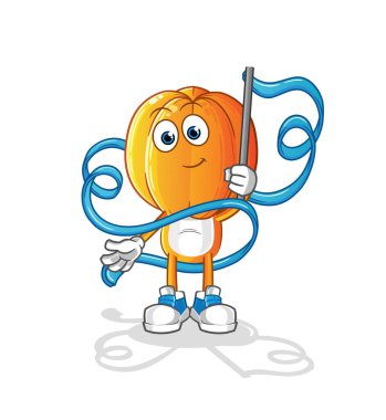 Yıldız meyve kafalı çizgi film Ritmik Jimnastik Maskotu. çizgi film vektörü