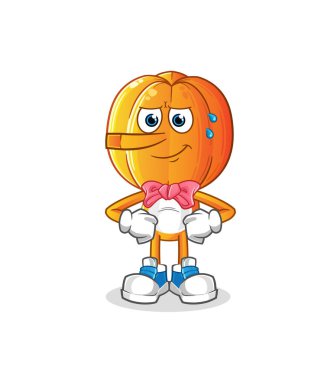 Yıldız meyveli çizgi film karakteri Pinokyo karakteri gibi yalan söyler. çizgi film vektörü