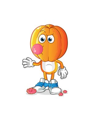 Yıldız meyve kafalı çizgi film sakız çiğneme vektörü. çizgi film karakteri