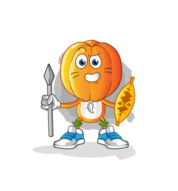 Yıldız Meyve Kafa çizgi filmi Afrikalı kabile savaşçı maskotu. çizgi film vektörü