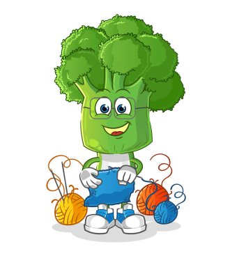 Brokoli kafa çizgi film terzi maskotu. çizgi film vektörü