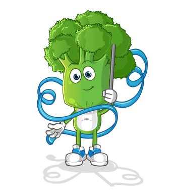 Brokoli kafa çizgi filmi Ritmik Jimnastik Maskotu. çizgi film vektörü