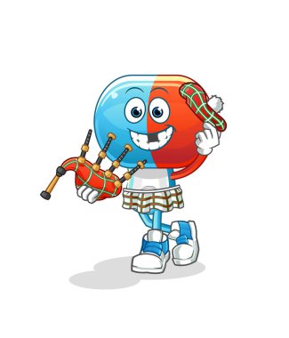 Gayda taşıyıcısı olan kapsül kafalı İskoç çizgi filmi. çizgi film karakteri