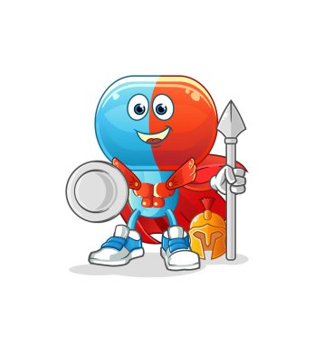 Kapsül kafalı Spartan karakteri. maskot vektörü