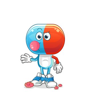 Kapsül başlıklı çizgi film sakız taşıyıcısı. çizgi film karakteri