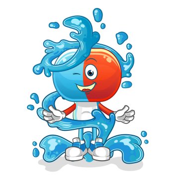 Su maskotlu kapsül kafası çizgi filmi. çizgi film vektörü