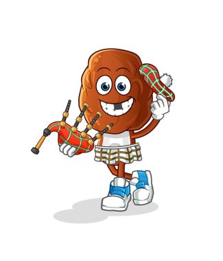 Gayda taşıyıcısı olan bir İskoç karikatürü. çizgi film karakteri