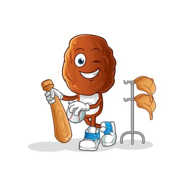 Beyzbol maskotu rolü yapan bir çizgi film karakteri. çizgi film vektörü