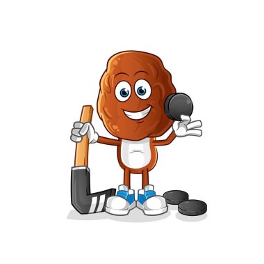 Meyve kafalı çizgi film karakteri hokey oyuncusu. çizgi film karakteri