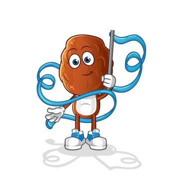 Meyve kafalı çizgi film Ritmik Jimnastik maskotuyla çıkmak. çizgi film vektörü